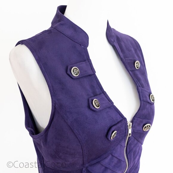 Lydia Suede Corset Vest Top XL Stretchy Bustier Fitted Biker Steampunk Goth NWT - Picture 4 of 12